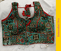 Green Cotton Ajrakh Blouse Royal Neck Green Cotton Ajrakh Blouse Royal Neck