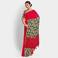 Cotton Khesh Primary Red and Cream Warli Printed Saree with BP Cotton Khesh Primary Red and Cream Warli Printed Saree with BP