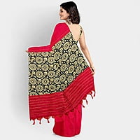 Cotton Khesh Primary Red and Cream Warli Printed Saree with BP Cotton Khesh Primary Red and Cream Warli Printed Saree with BP