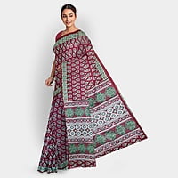 Ajrakh Maroon Modal Print Silk with BP