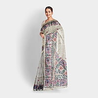 Ghicha Silk Saree Handloom Tussar Madhubani with BP Ghicha Silk Saree Handloom Tussar Madhubani with BP