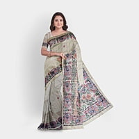 Ghicha Silk Saree Handloom Tussar Madhubani with BP Ghicha Silk Saree Handloom Tussar Madhubani with BP