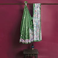 Royal Madhubani Haryali Ghicha Silk Saree with BP