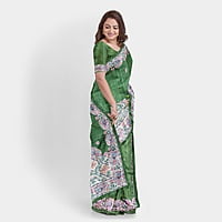 Royal Madhubani Haryali Ghicha Silk Saree with BP