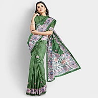 Royal Madhubani Haryali Ghicha Silk Saree with BP