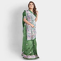 Royal Madhubani Haryali Ghicha Silk Saree with BP