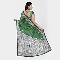 Royal Madhubani Haryali Ghicha Silk Saree with BP