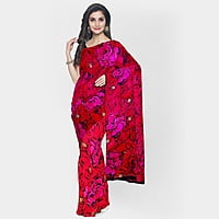 Bollywood Special Crimson Red with Baby Pink Satin Saree with BP Bollywood Special Crimson Red with Baby Pink Satin Saree with BP