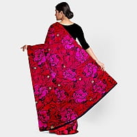 Bollywood Special Crimson Red with Baby Pink Satin Saree with BP Bollywood Special Crimson Red with Baby Pink Satin Saree with BP