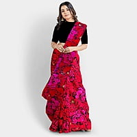 Bollywood Special Crimson Red with Baby Pink Satin Saree with BP Bollywood Special Crimson Red with Baby Pink Satin Saree with BP