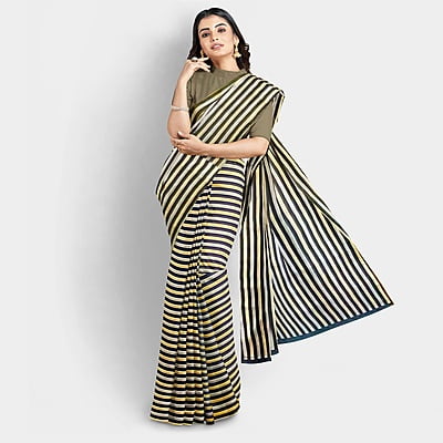 Bollywood Special Tri-Colour Satin Saree with BP