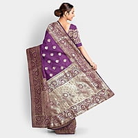 Rainandini Crisyana Handloom Purple Silk Zari Saree with BP