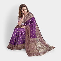 Rainandini Crisyana Handloom Purple Silk Zari Saree with BP