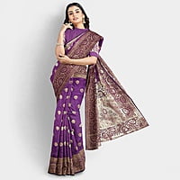 Rainandini Crisyana Handloom Purple Silk Zari Saree with BP