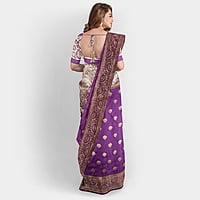 Rainandini Crisyana Handloom Purple Silk Zari Saree with BP