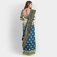 Rainandini Crisyana Handloom Dark Blue Silk Zari Saree with BP Rainandini Crisyana Handloom Dark Blue Silk Zari Saree with BP