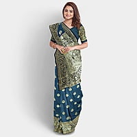 Rainandini Crisyana Handloom Dark Blue Silk Zari Saree with BP Rainandini Crisyana Handloom Dark Blue Silk Zari Saree with BP