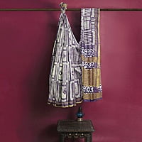 Handloom Linen Ultramarine Blue Box Batik Saree with BP Handloom Linen Ultramarine Blue Box Batik Saree with BP