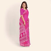 Chanderi Silk Red Printed Saree with BP Chanderi Silk Red Printed Saree with BP