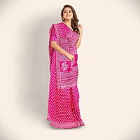 Chanderi Silk Red Printed Saree with BP Chanderi Silk Red Printed Saree with BP