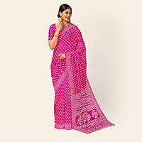 Chanderi Silk Red Printed Saree with BP Chanderi Silk Red Printed Saree with BP