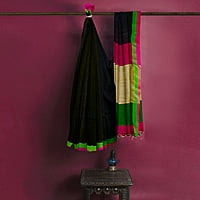 Black Khaadi with Magenta, Copper and Olive Green border with BP
