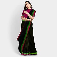 Black Khaadi with Magenta, Copper and Olive Green border with BP