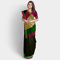 Black Khaadi with Magenta, Copper and Olive Green border with BP