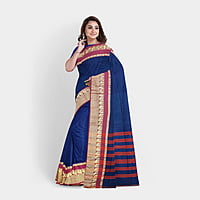 Khaadi Embroidered Saree - Steel Blue with BP