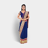 Khaadi Embroidered Saree - Steel Blue with BP