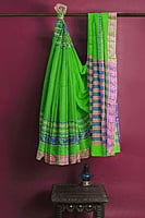 Khaadi Embroidered Parrot Green Saree with BP