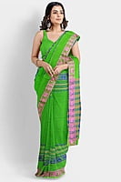 Khaadi Embroidered Parrot Green Saree with BP