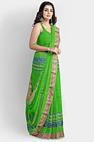 Khaadi Embroidered Parrot Green Saree with BP