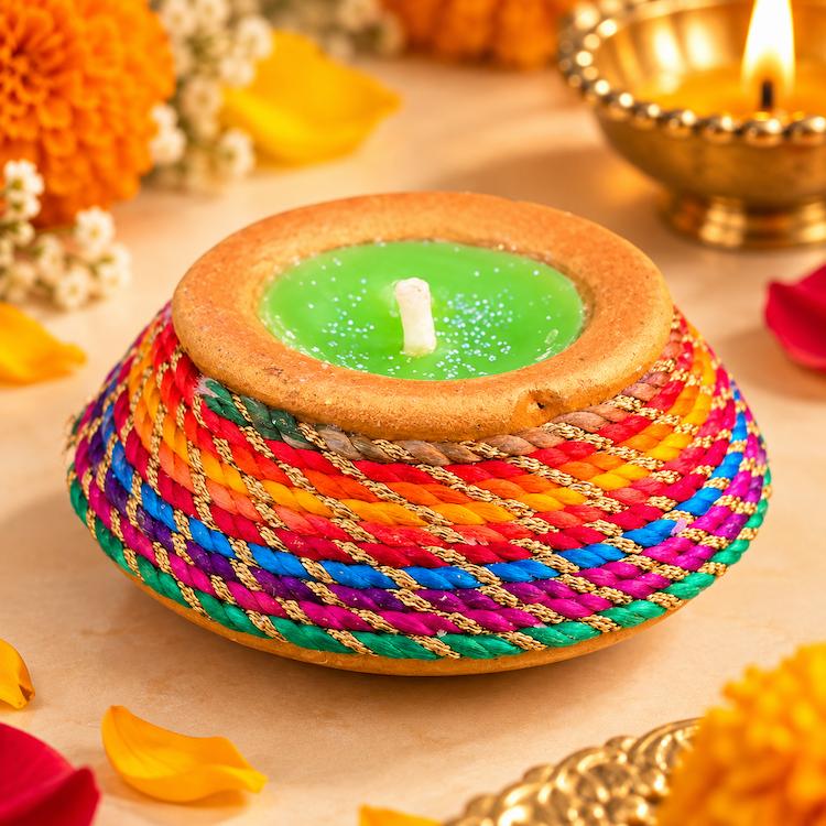 Diwali Candle - Terracota - Akshar Deep - 6pc