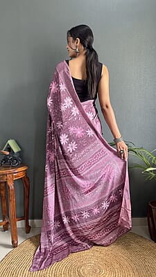 Rajwadi Silk Ready To Drape Saree-DeepMauve-Back
