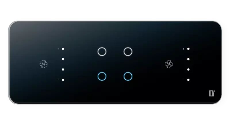 D2Touch 8 Module 4 Switch 2 Fan Glosy Acrylic Blue LED frameless Wi-Fi Remote Touch Switch Panel