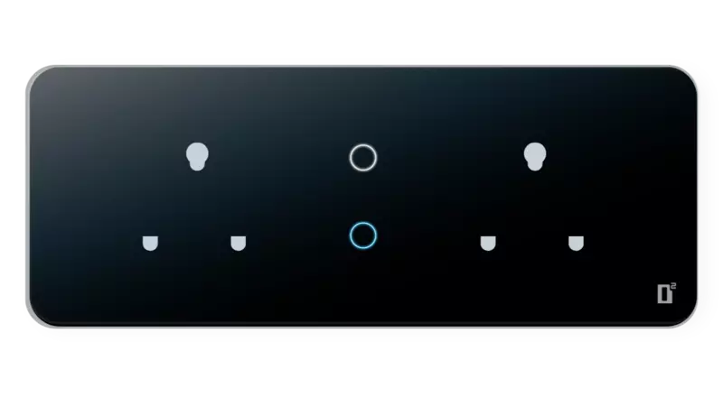 D2Touch 8 Module 2 Switch 2 Plug Glosy Acrylic Blue LED frameless Wi-Fi Remote Touch Switch Panel
