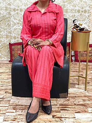 Rayon Chikankari Co-Ord Set Catalogue 1-Peach