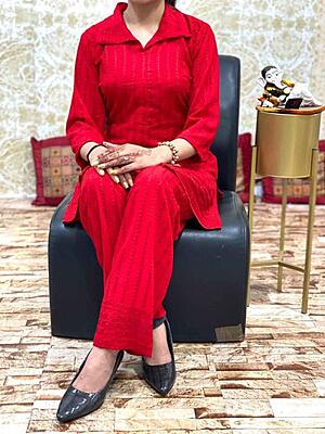 Rayon Chikankari Co-Ord Set Catalogue 1-Red