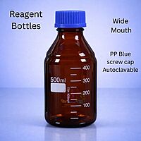 Reagent Bottle wide mouth with PP Blue screw cap Autoclavable