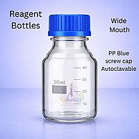 Reagent Bottle wide mouth with PP Blue screw cap Autoclavable