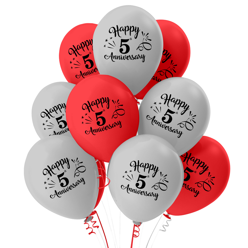 The Magic Balloons Store- Happy 5th Anniversary Party Balloons