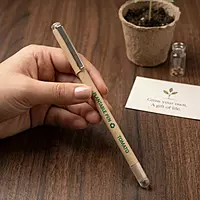 Recycled Kraft Paper Pens with Seed & Clip | Set of 5