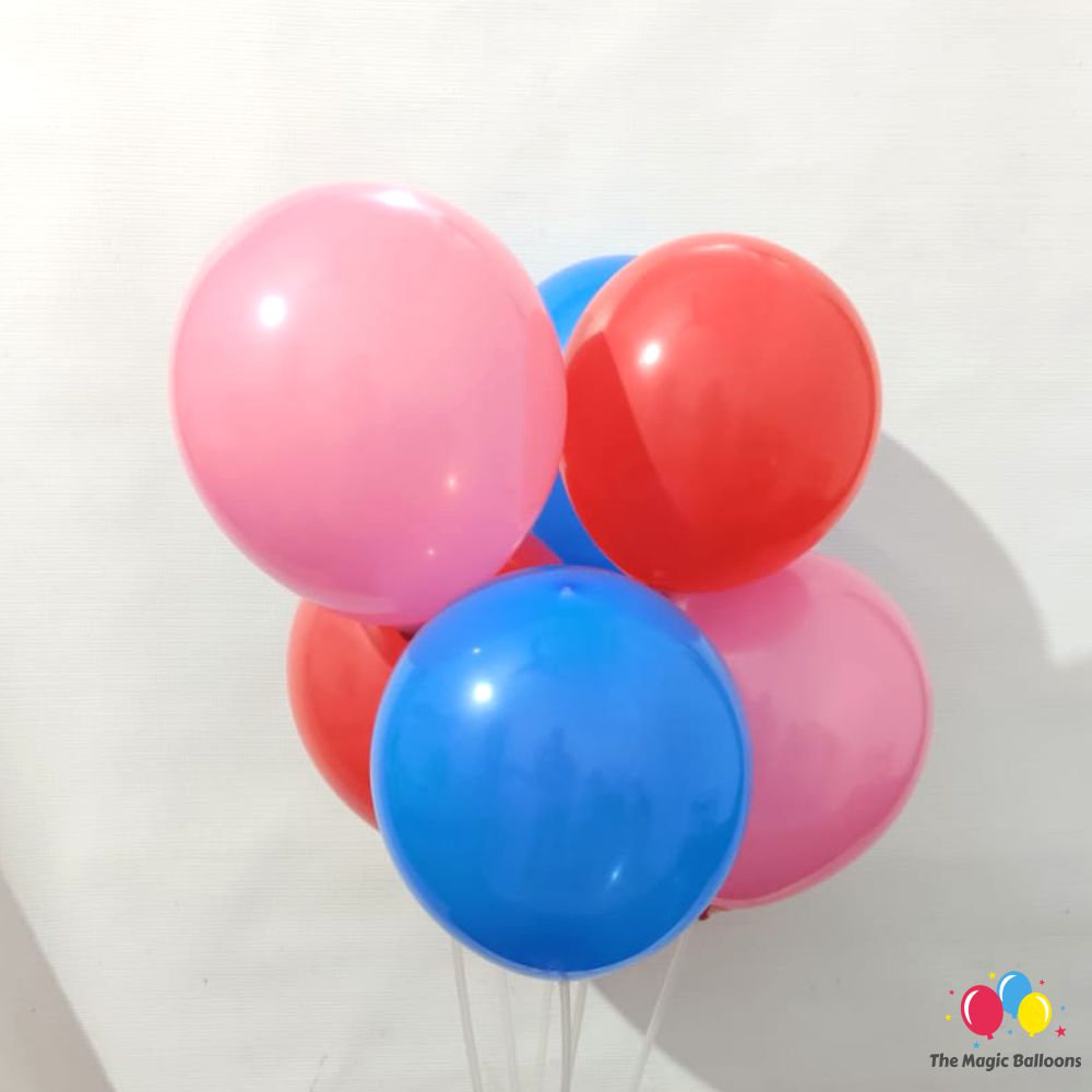 The Magic Balloons Store- Plain Pink Red and Blue Rubber/Latex Balloons- Balloons for Anniversary, Birthday, Wedding, Photoshoot Decoration Supplies Medium size Balloons 100pcs – 181498