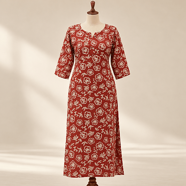 23jg brick red slit cotton top