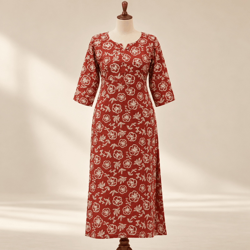 23jg brick red slit cotton top