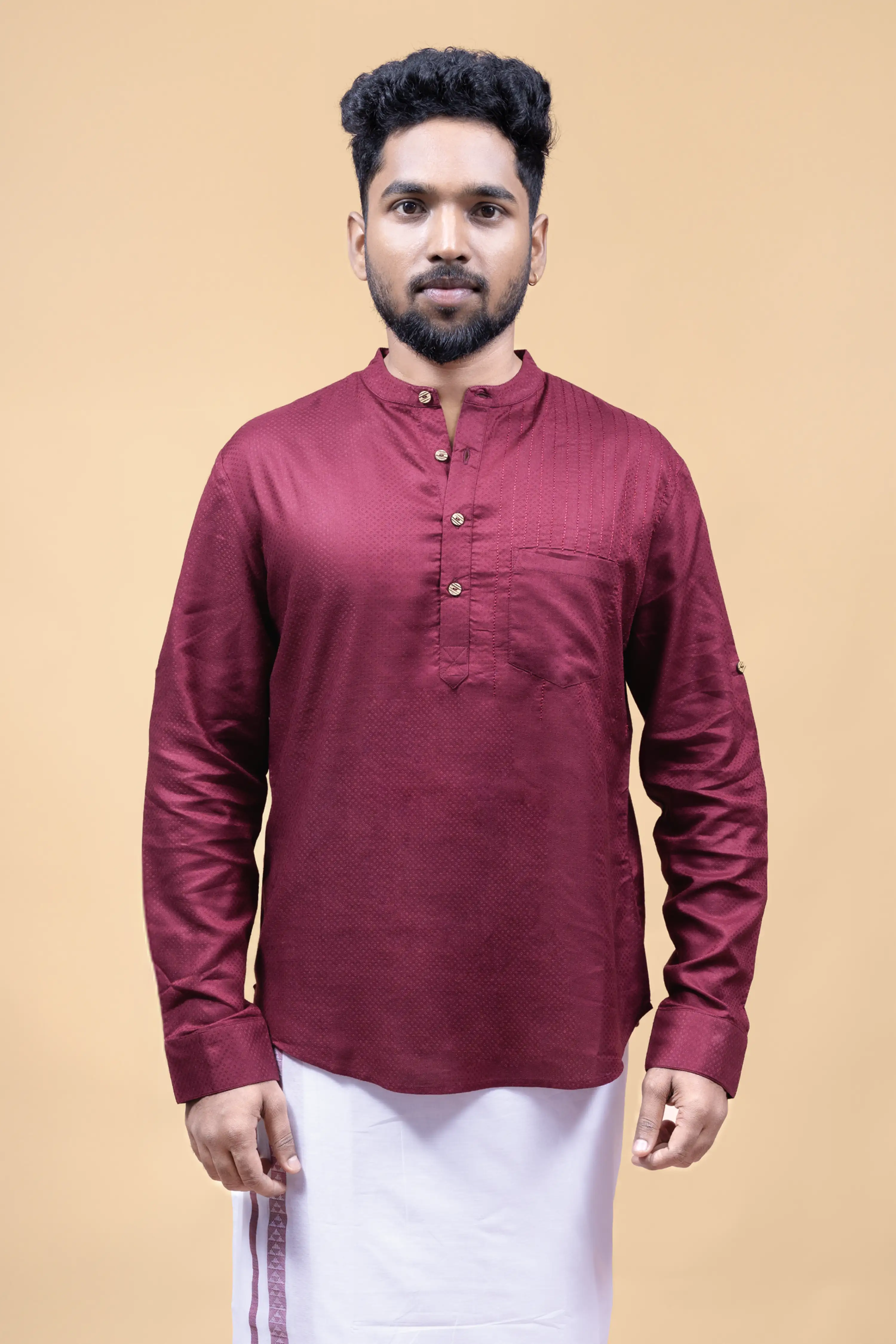 Men's Embroidered Short Kurta