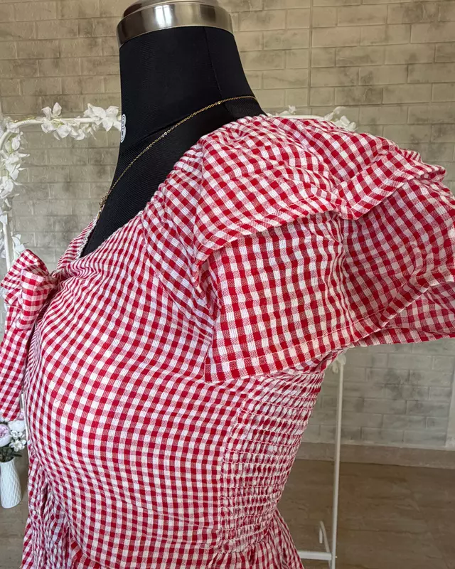 Gingham Peplum Top