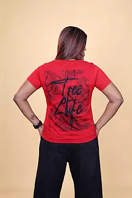 Women's Colour Block T-Shirt - Red