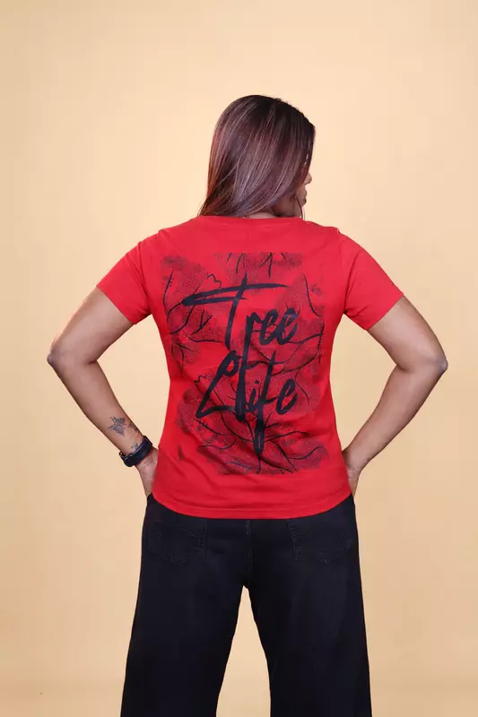 Women's Colour Block T-Shirt - Red